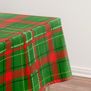 Green Christmas Tartan Plaid Pattern Design Tablecloth