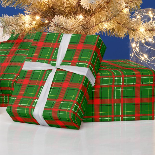 Green Christmas Tartan Plaid Pattern Design  Wrapping Paper (Creator Uploaded)