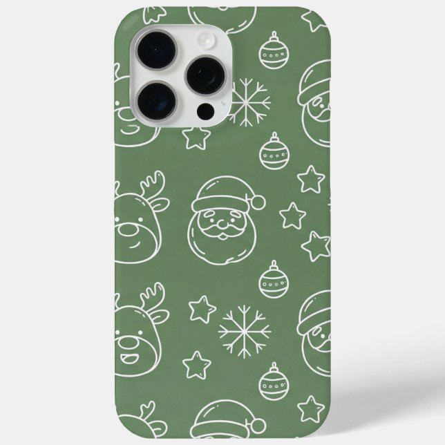 Green Christmas texture with festive elements Case-Mate iPhone Case (Back)