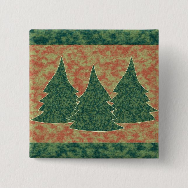 Green Christmas Tree 15 Cm Square Badge (Front)