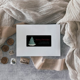Green Christmas Tree Black Return Address Label