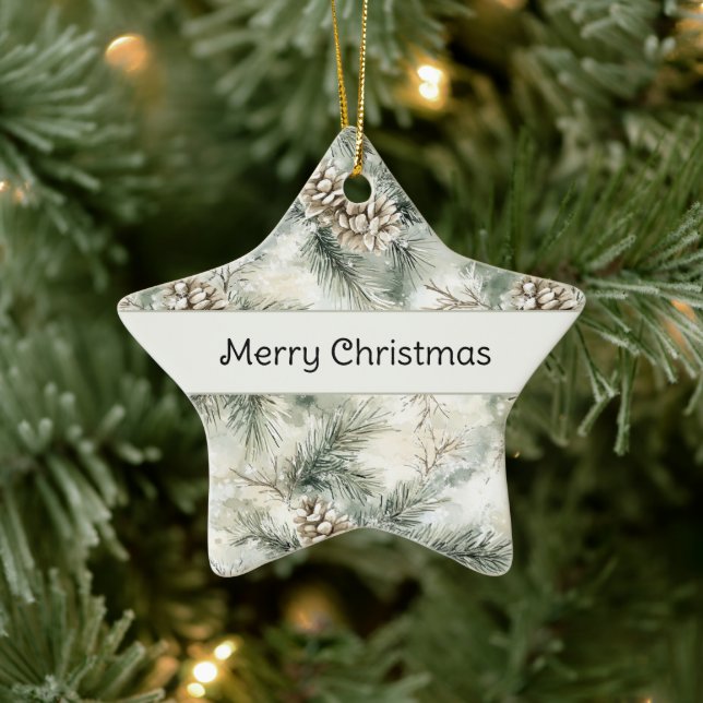 Green Christmas Tree Branches Pine Cones Ceramic Tree Decoration (Tree)