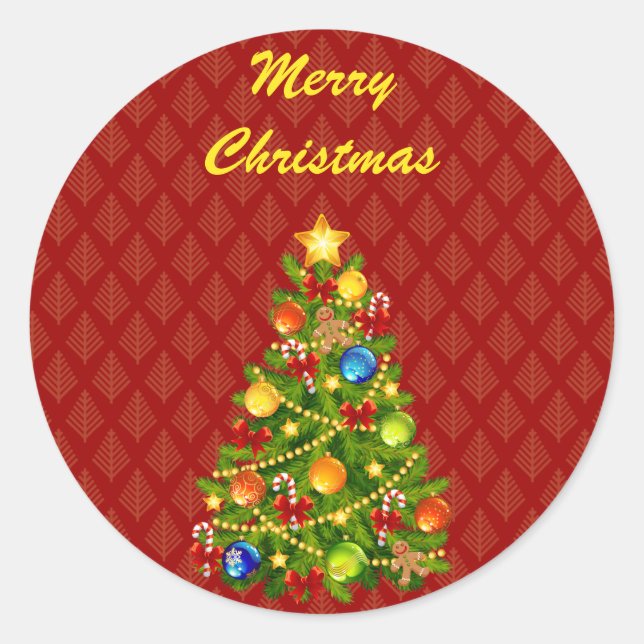 Green Christmas Tree Classic Round Sticker (Front)