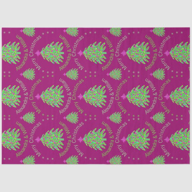 Green Christmas Tree Colourful Holiday Fun Tissue Paper (Front)