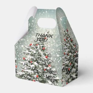 Green Christmas Tree Colourful Ornaments White Sno Favour Box