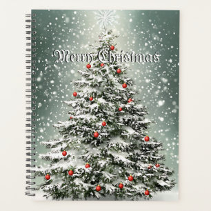 Green Christmas Tree Colourful Ornaments White Sno Planner