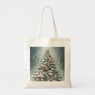 Green Christmas Tree Colourful Ornaments White Sno Tote Bag
