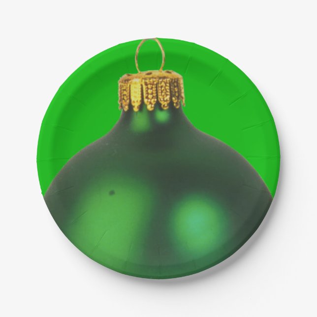 Green Christmas Tree Decoration Party Holiday Paper Plate (Front)