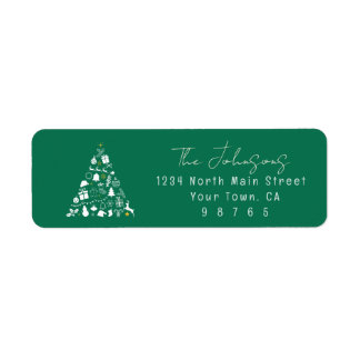 Green Christmas Tree Design Return Address Label