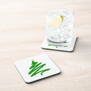 Green Christmas Tree Doodle Coaster