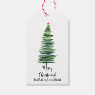 Green christmas tree gift tags
