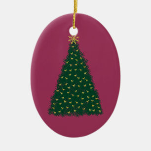 Green Christmas Tree, Gold Running Horses, Sangria Ceramic Tree Decoration