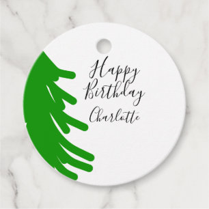 Green Christmas tree happy birthday December winte Favour Tags