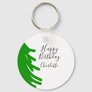 Green Christmas tree happy birthday December winte Key Ring