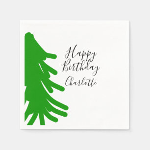 Green Christmas tree happy birthday December winte Napkin