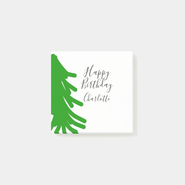 Green Christmas tree happy birthday December winte Post-it Notes (Front)
