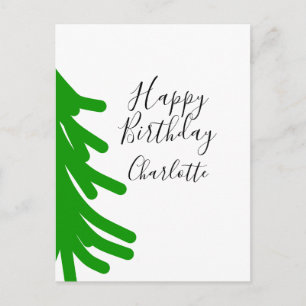 Green Christmas tree happy birthday December winte Postcard