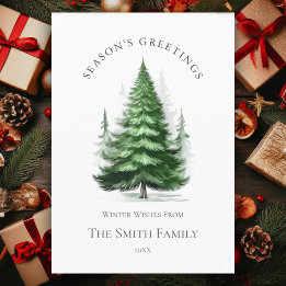 Green Christmas Tree Holiday Card