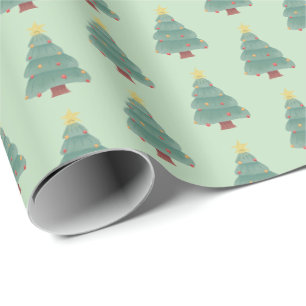 Green Christmas Tree Holiday Wrapping Paper