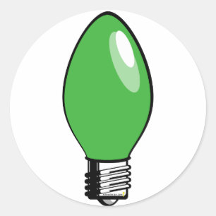Green Christmas Tree Light Classic Round Sticker