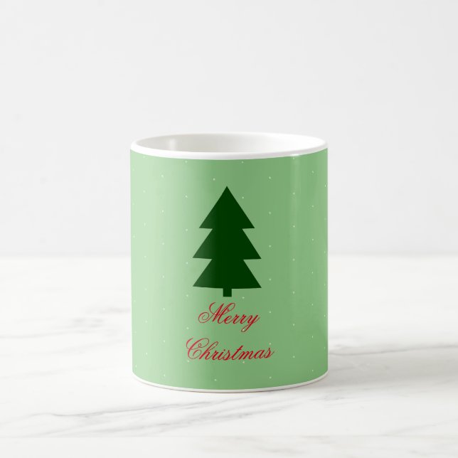 Green Christmas tree Merry Christmas Typography Coffee Mug (Center)