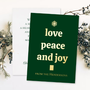 Green Christmas Tree Minimalist Love Peace Joy
