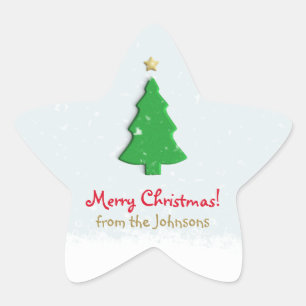 Green Christmas Tree Minimalist Star Sticker