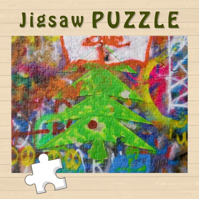 Green Christmas Tree on a Graffiti Wall -  Jigsaw Puzzle (Creator Uploaded)