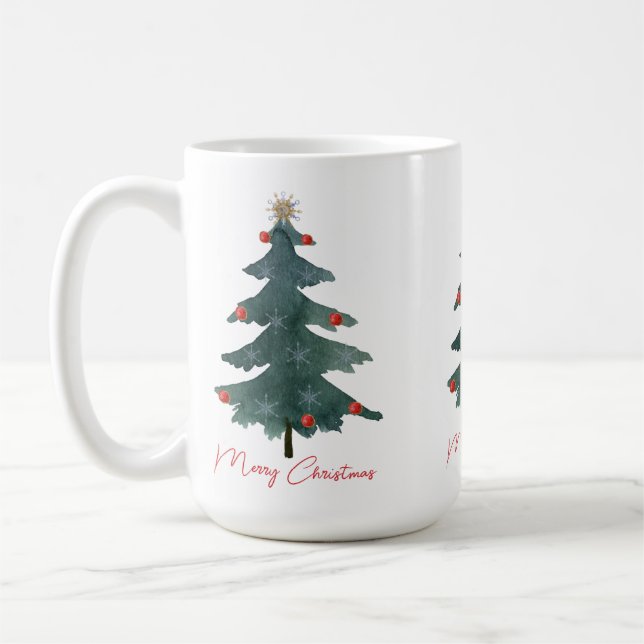 Green Christmas Tree Ornaments Merry Christmas  Coffee Mug (Left)