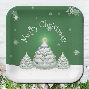 Green Christmas Tree Paper Plate