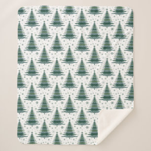 Green Christmas Tree Pattern Design Sherpa Blanket