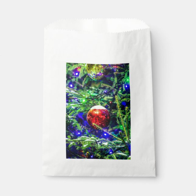 Green Christmas Tree Red Ball Favour Bags (Front)