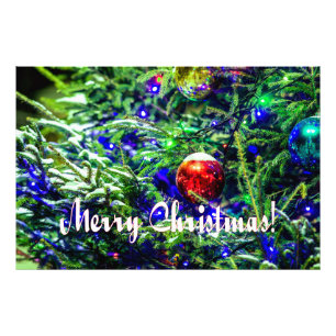 Green Christmas Tree Red Ball Photo Print