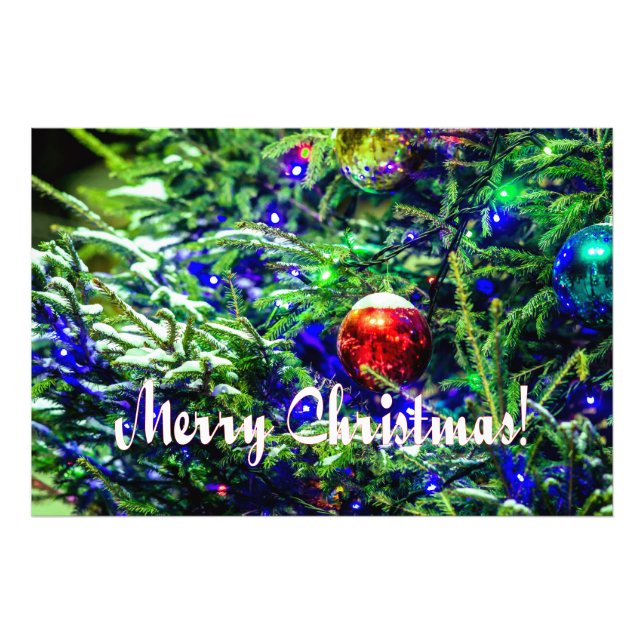 Green Christmas Tree Red Ball Photo Print (Front)