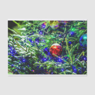 Green Christmas Tree Red Ball Tissue Paper