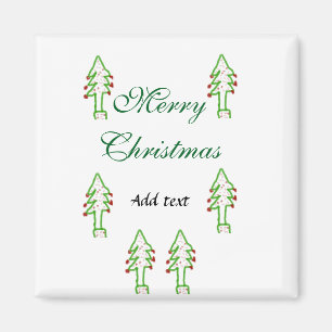 Green Christmas tree red cherry merry Christmas mo Magnet