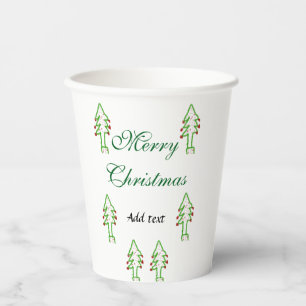 Green Christmas tree red cherry merry Christmas mo Paper Cups