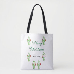 Green Christmas tree red cherry merry Christmas mo Tote Bag