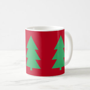 Green Christmas Tree Red  Coffee Mug