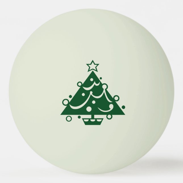Green Christmas Tree Shape on Glow-in-the-Dark Ping Pong Ball (Front)