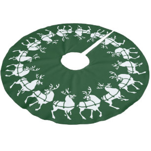Green Christmas Tree Skirt Holiday Reindeer Decor