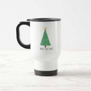Green christmas tree travel mug