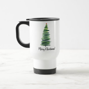 Green christmas tree travel mug