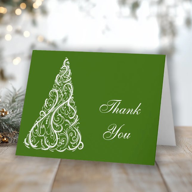 Green Christmas Tree Winter Holiday Thank You Card (Creator Uploaded)