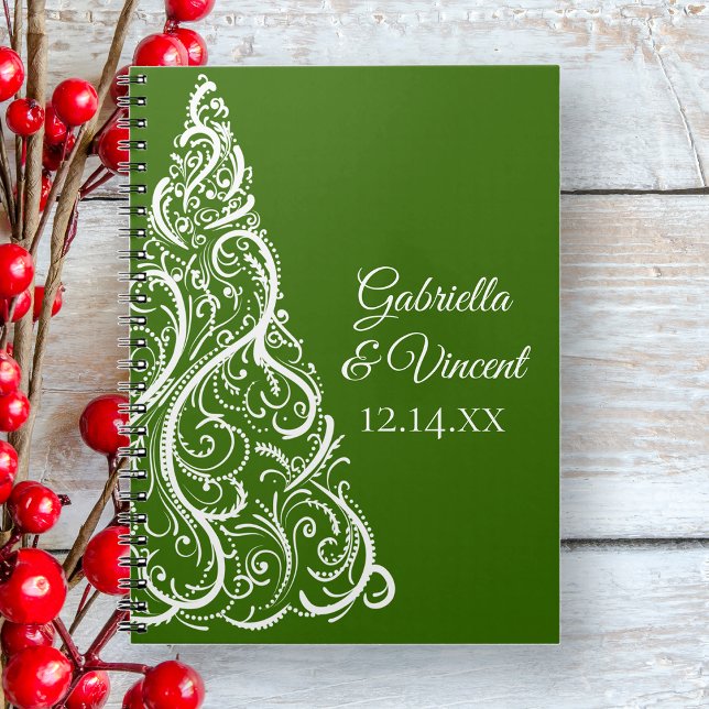 Green Christmas Tree Winter Wedding Spiral Notebook (Creator Uploaded)
