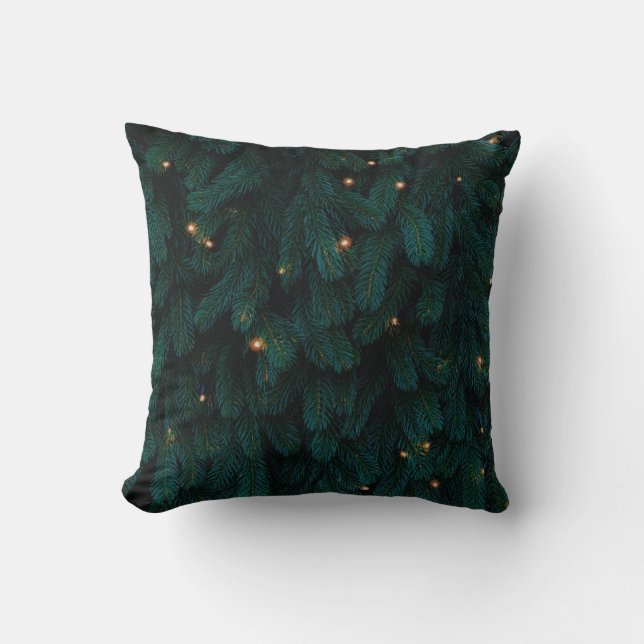 GREEN CHRISTMAS TREE WITH LIGHTS CUSHION (Front)