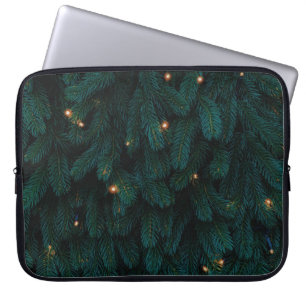 GREEN CHRISTMAS TREE WITH LIGHTS LAPTOP SLEEVE
