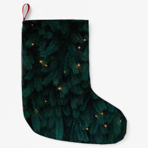 GREEN CHRISTMAS TREE WITH LIGHTS SMALL CHRISTMAS STOCKING
