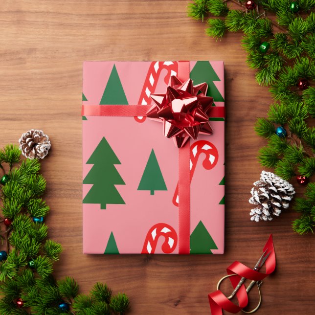 Green Christmas trees Christmas Sticks Wrapping Paper (Holiday Gift)