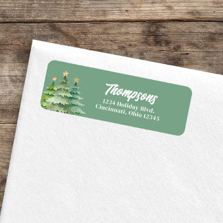 Green Christmas Trees Custom Return Address 